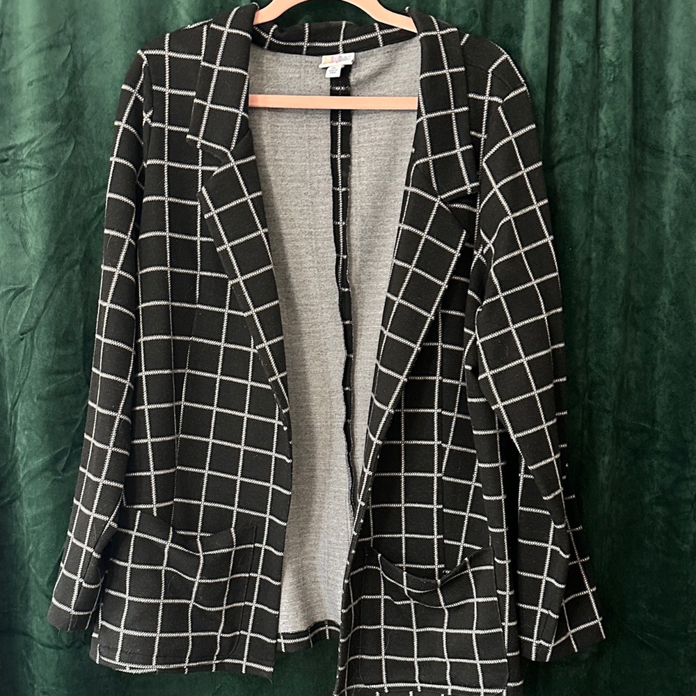 Black Windowpane Open-Front Jacket - image 1